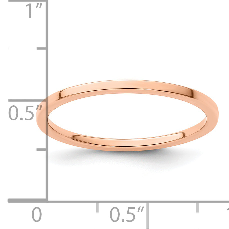 14K Rose Gold 1.2mm Flat Polished Stackable Band Size 4