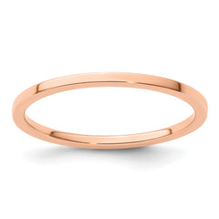 14K Rose Gold 1.2mm Flat Polished Stackable Band Size 10