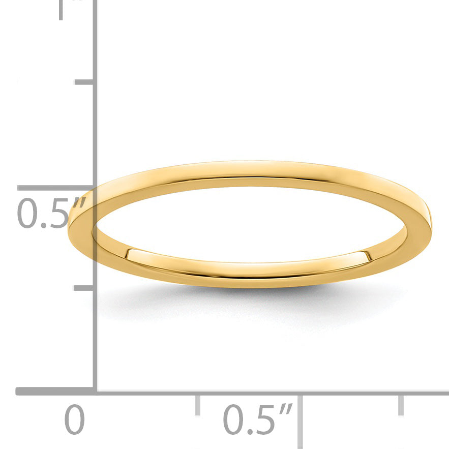 14K Yellow Gold 1.2mm Flat Polished Stackable Band Size 4