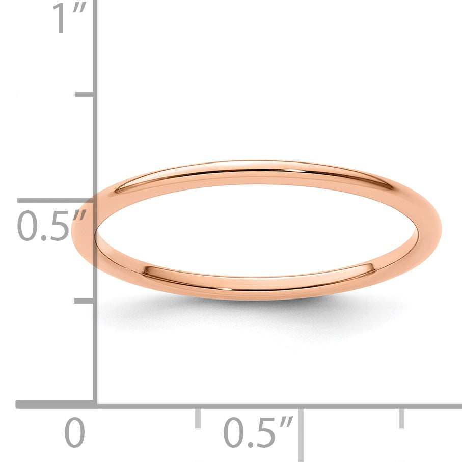 14K Rose Gold 1.2mm Half Round Polished Stackable Band Size 4