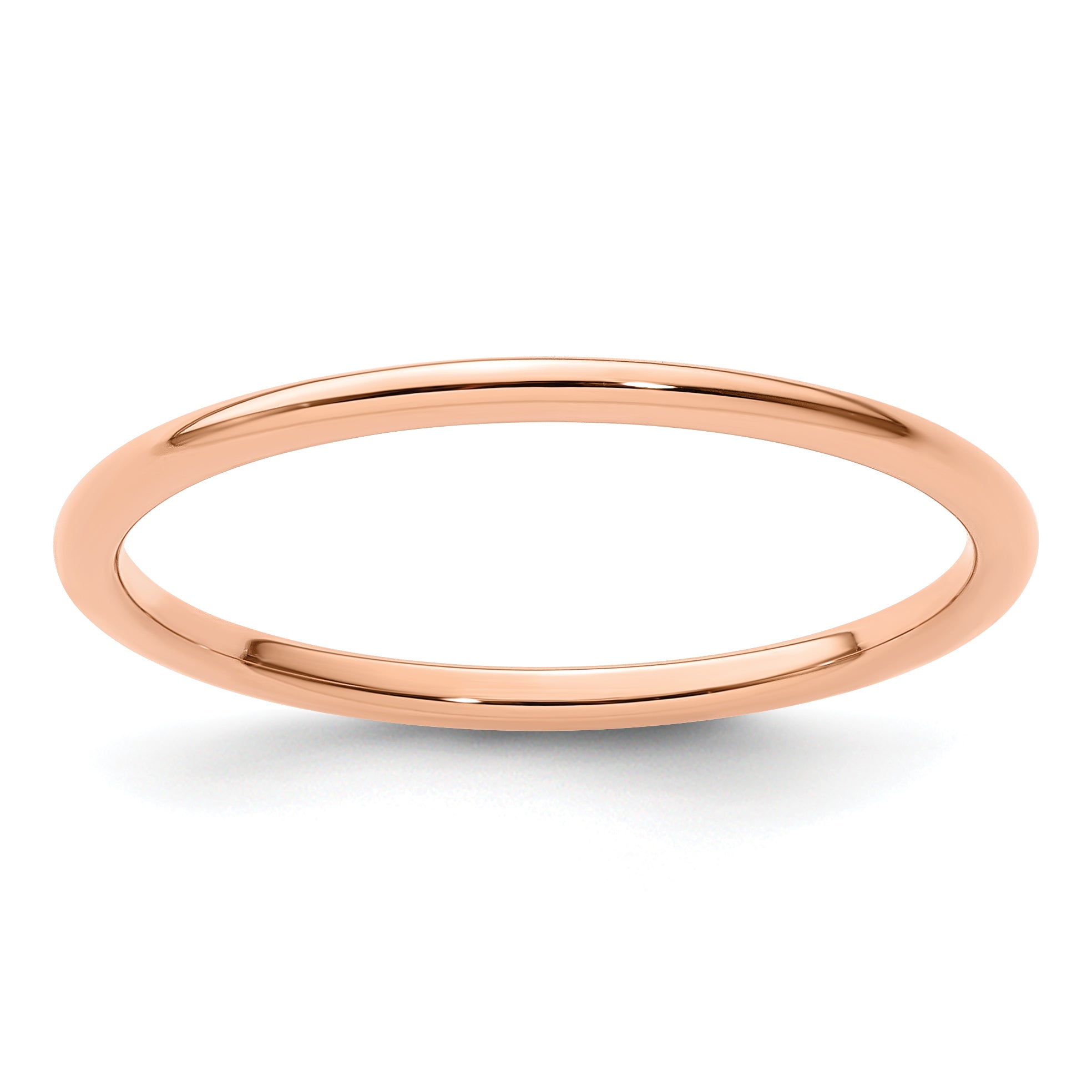 14K Rose Gold 1.2mm Half Round Polished Stackable Band Size 10