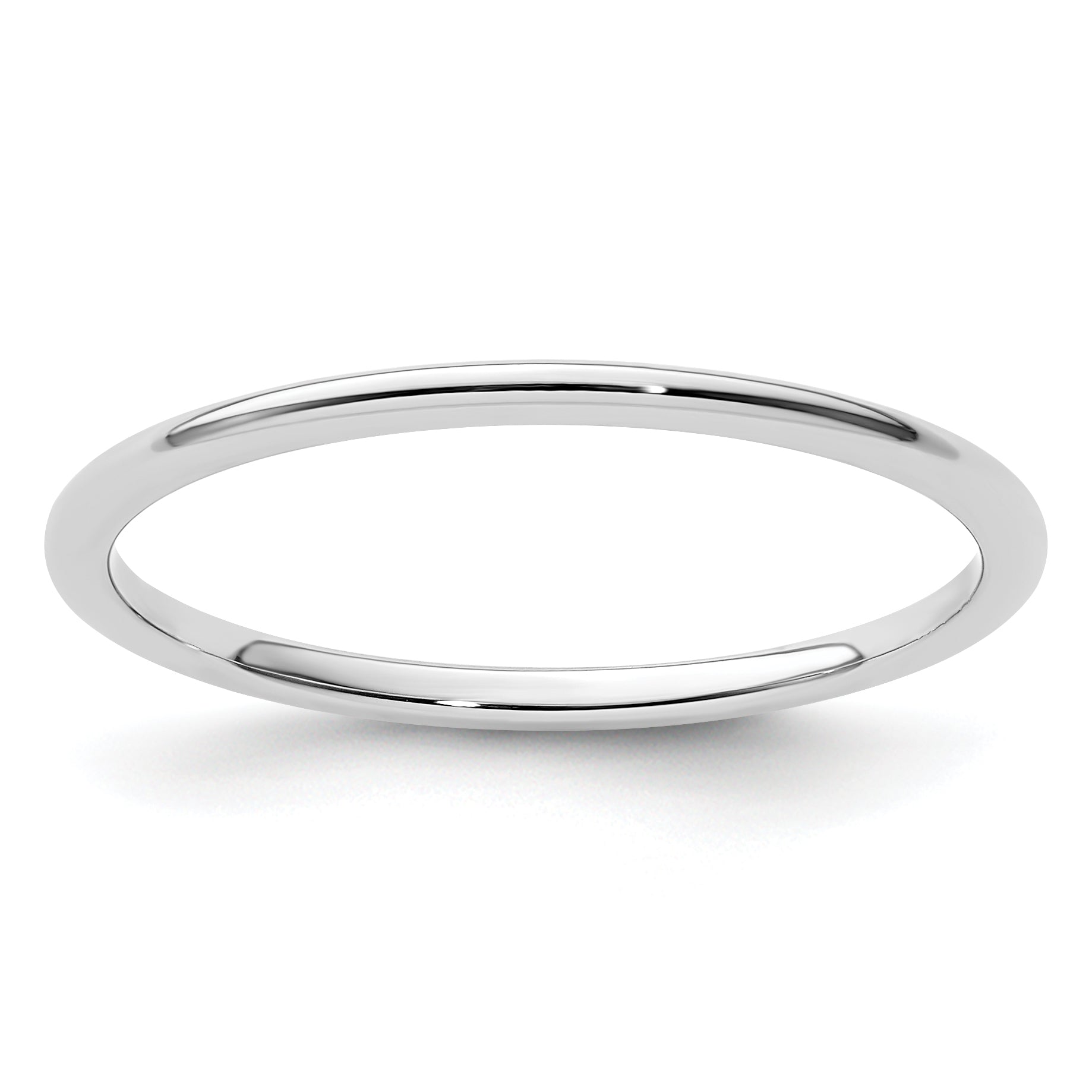 14K White Gold 1.2mm Half Round Polished Stackable Band Size 10