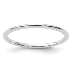 14K White Gold 1.2mm Half Round Polished Stackable Band Size 10