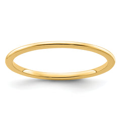 14K Yellow Gold 1.2mm Half Round Polished Stackable Band Size 10