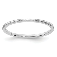 14K White Gold 1.2mm Beaded Stackable Band Size 10