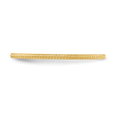 14K Yellow Gold 1.2mm Beaded Stackable Band Size 4