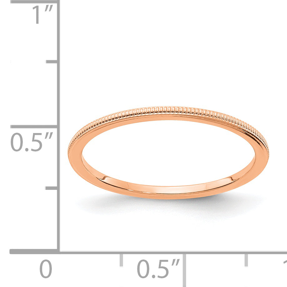 14K Rose Gold 1.2mm Milgrain Stackable Band Size 4