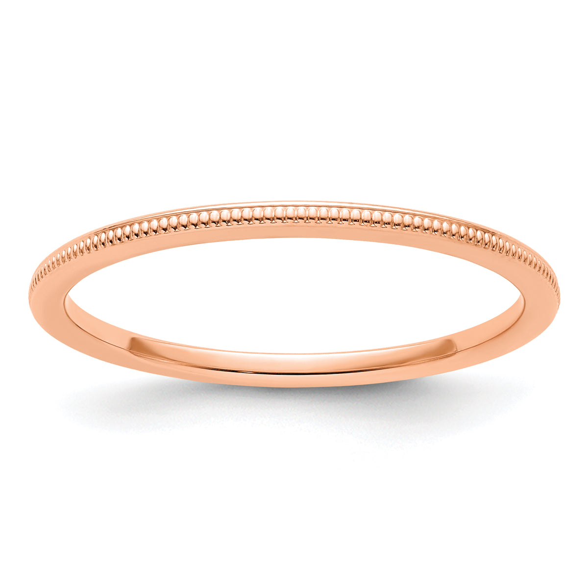 14K Rose Gold 1.2mm Milgrain Stackable Band Size 10