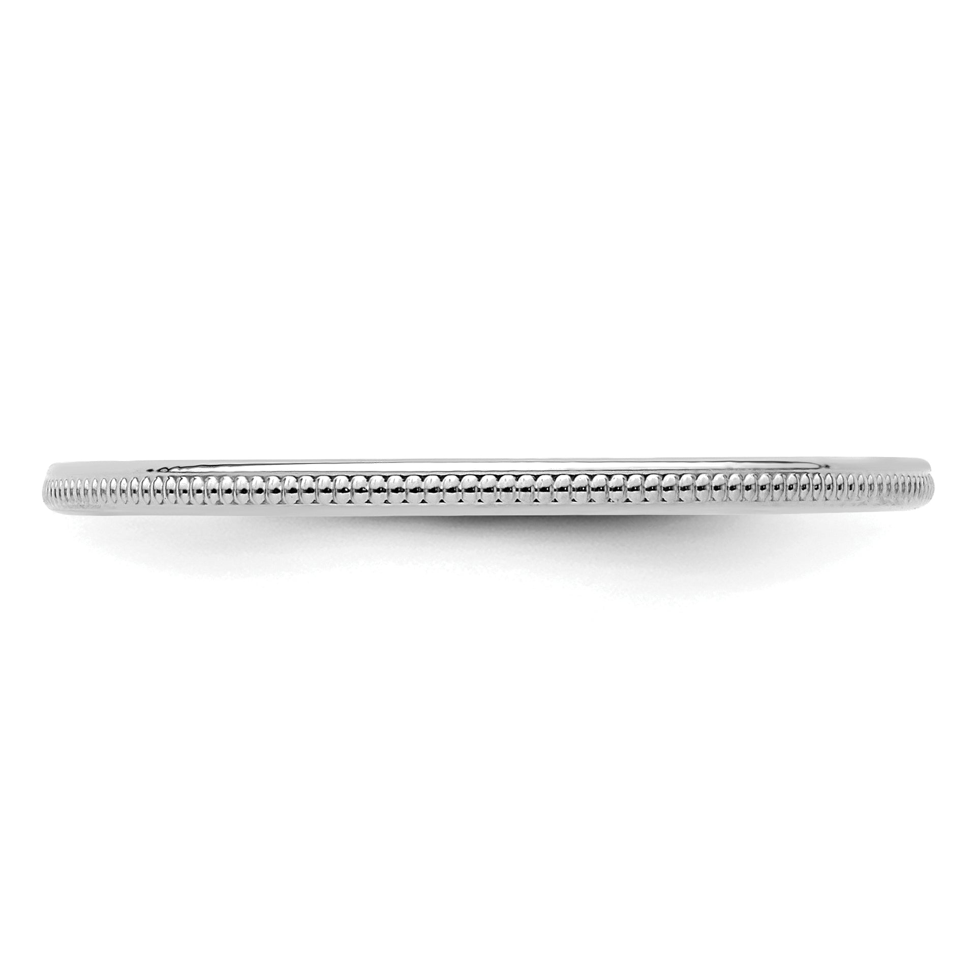 14K White Gold 1.2mm Milgrain Stackable Band Size 4