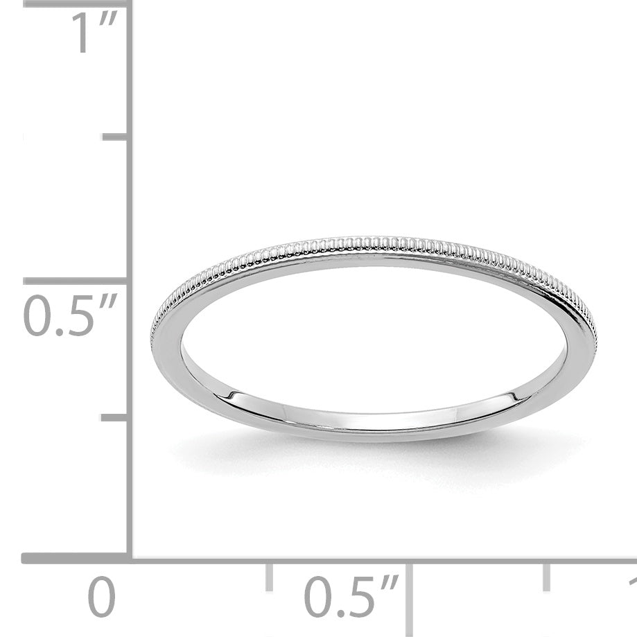 14K White Gold 1.2mm Milgrain Stackable Band Size 4