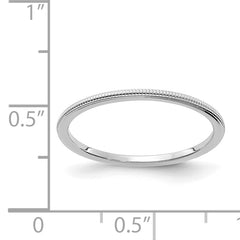 14K White Gold 1.2mm Milgrain Stackable Band Size 4