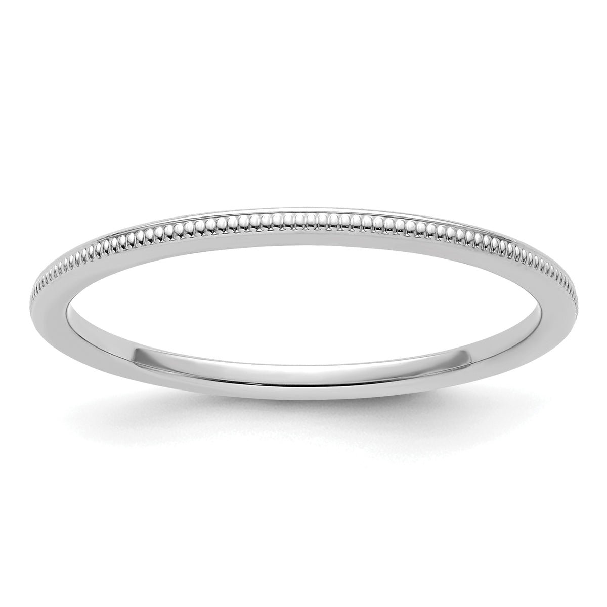 14K White Gold 1.2mm Milgrain Stackable Band Size 10