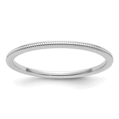 14K White Gold 1.2mm Milgrain Stackable Band Size 10