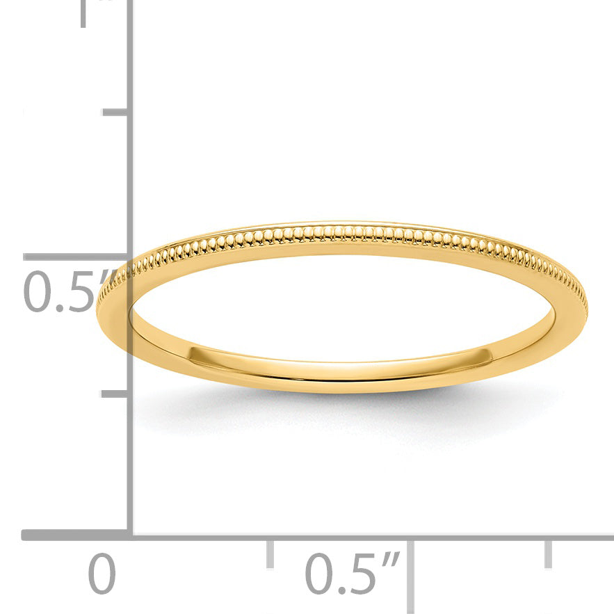 14K Yellow Gold 1.2mm Milgrain Stackable Band Size 4