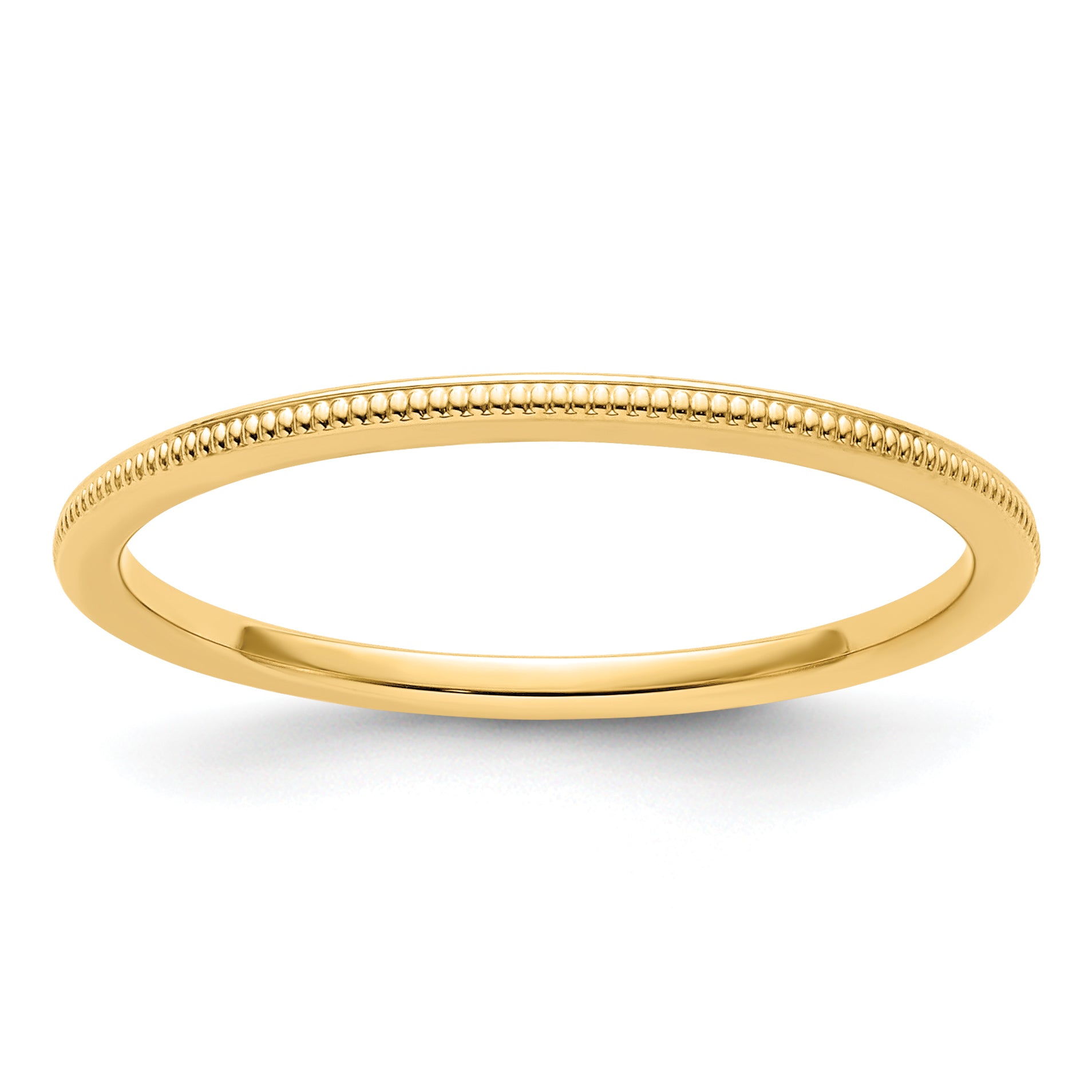 14K Yellow Gold 1.2mm Milgrain Stackable Band Size 10