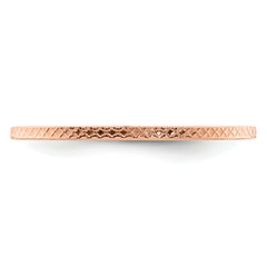 14K Rose Gold 1.2mm Criss-Cross Pattern Stackable Band Size 4