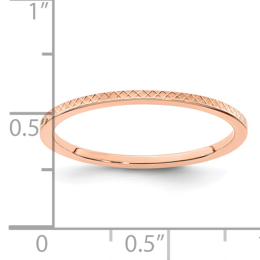 14K Rose Gold 1.2mm Criss-Cross Pattern Stackable Band Size 4