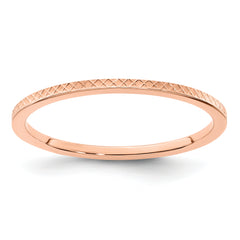 14K Rose Gold 1.2mm Criss-Cross Pattern Stackable Band Size 10
