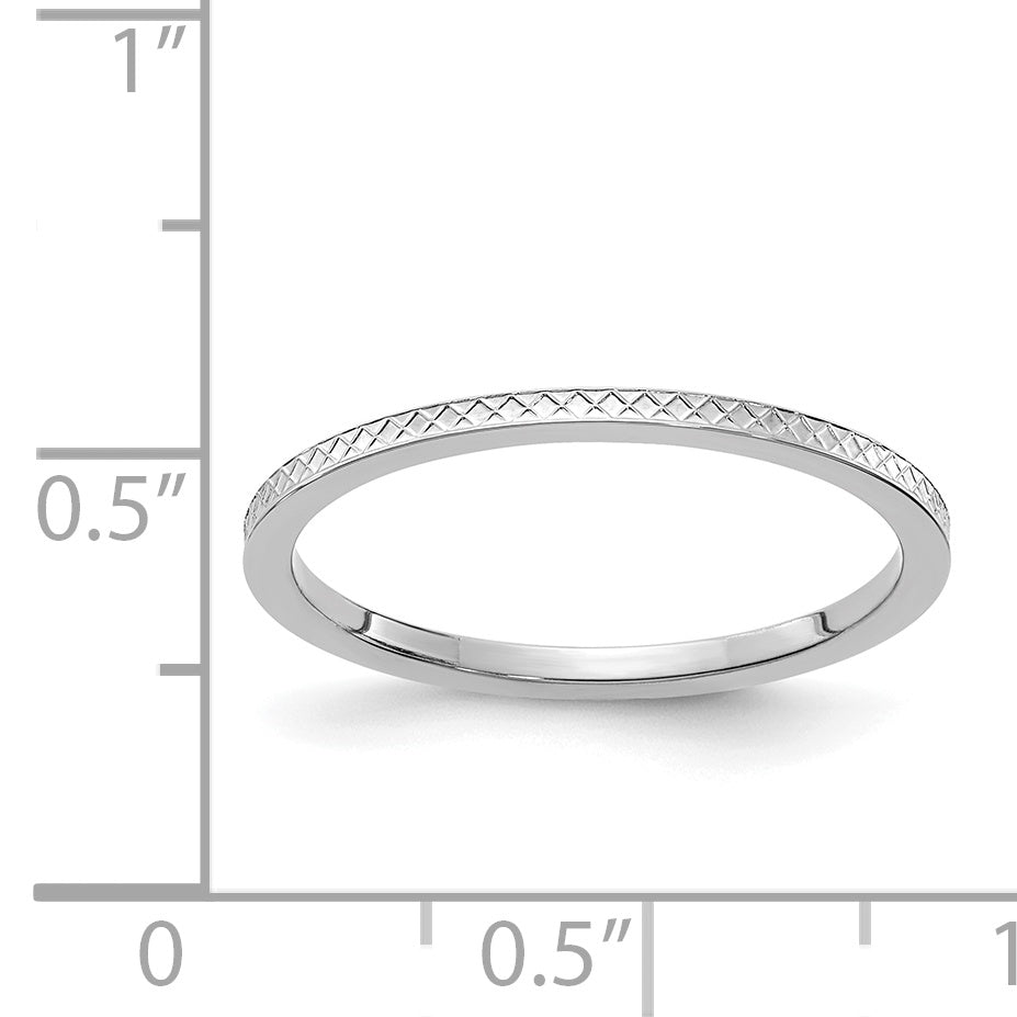 14K White Gold 1.2mm Criss-Cross Pattern Stackable Band Size 4