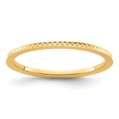 14K Yellow Gold 1.2mm Criss-Cross Pattern Stackable Band Size 10