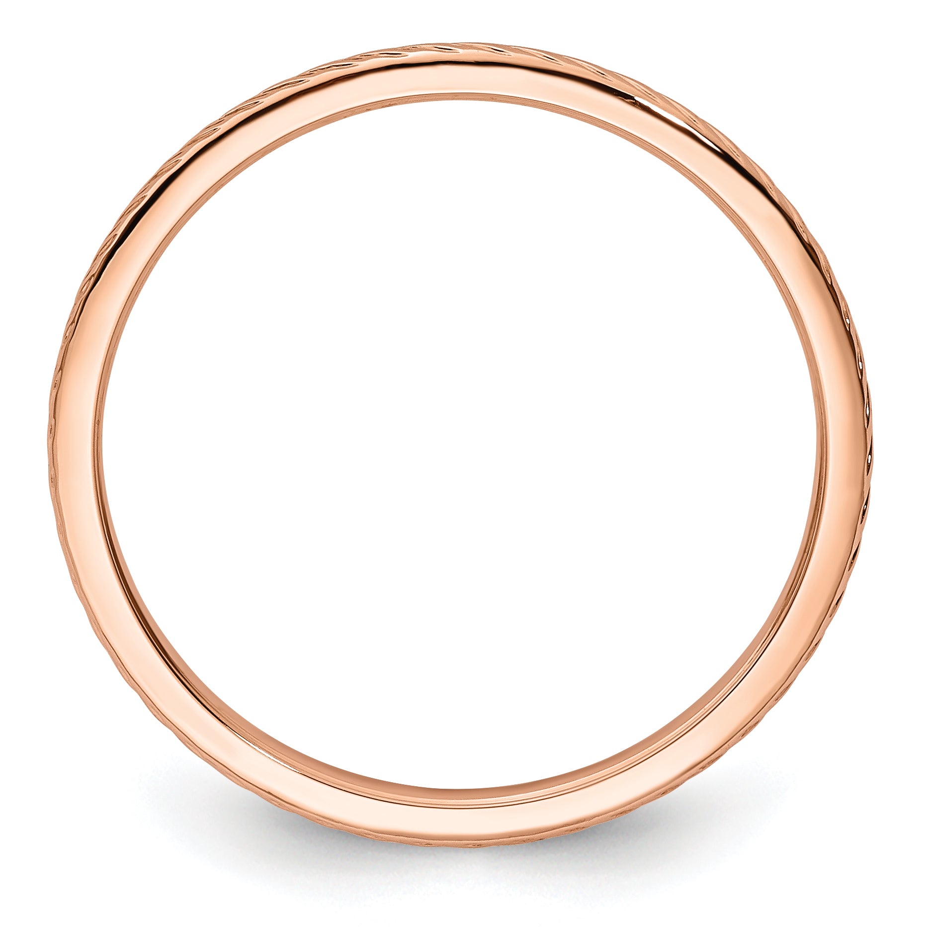14K Rose Gold 1.2mm Twisted Wire Pattern Stackable Band Size 4