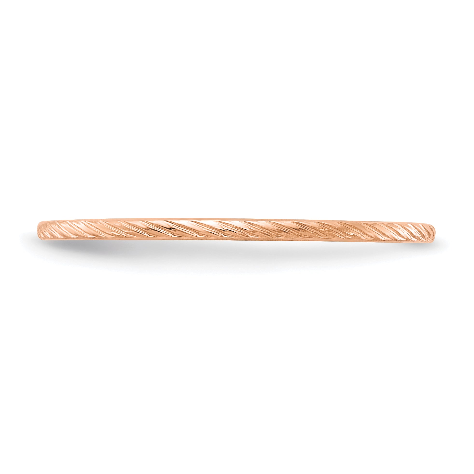 14K Rose Gold 1.2mm Twisted Wire Pattern Stackable Band Size 4