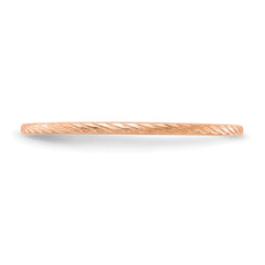 14K Rose Gold 1.2mm Twisted Wire Pattern Stackable Band Size 4