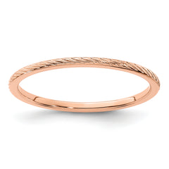 14K Rose Gold 1.2mm Twisted Wire Pattern Stackable Band Size 10