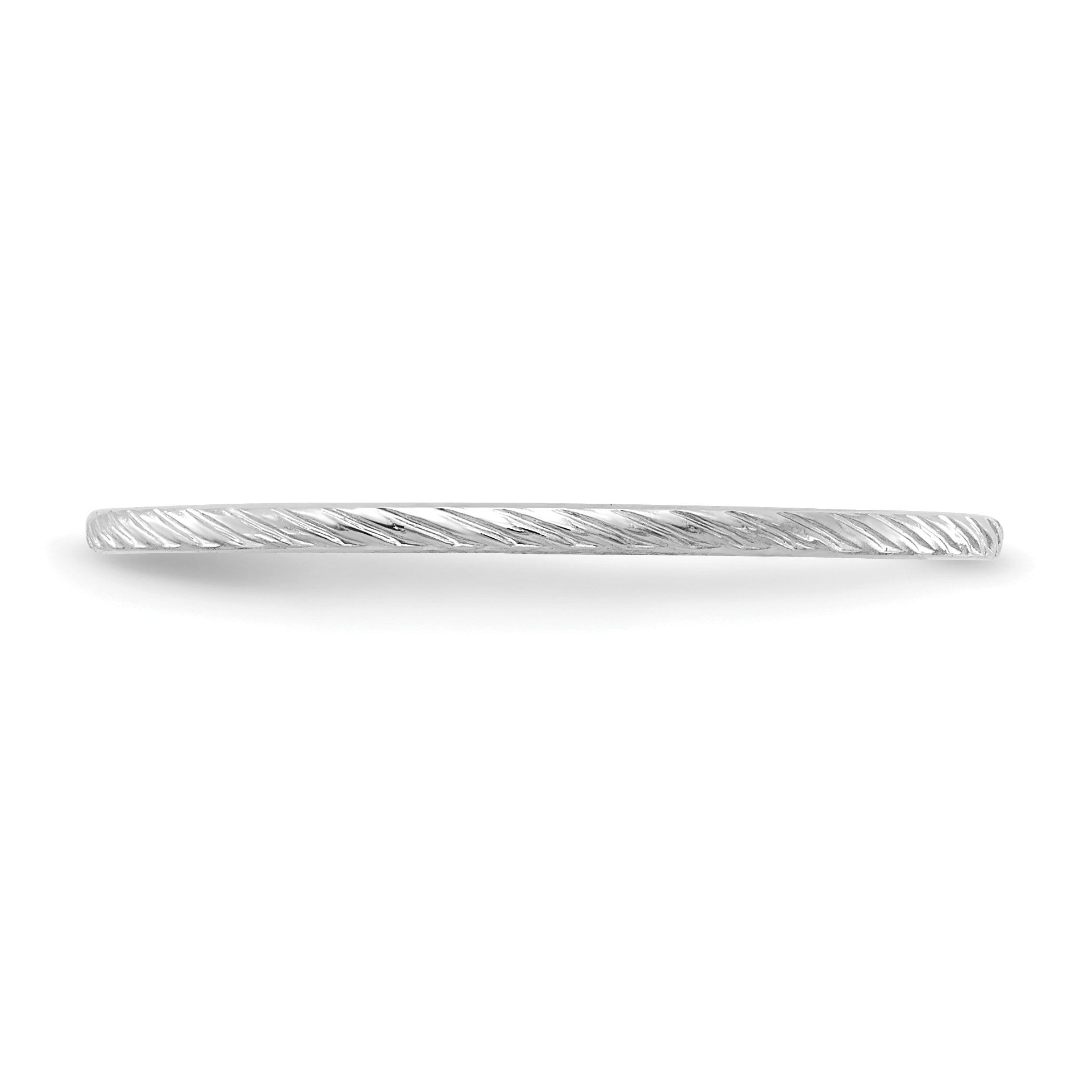 14K White Gold 1.2mm Twisted Wire Pattern Stackable Band Size 4