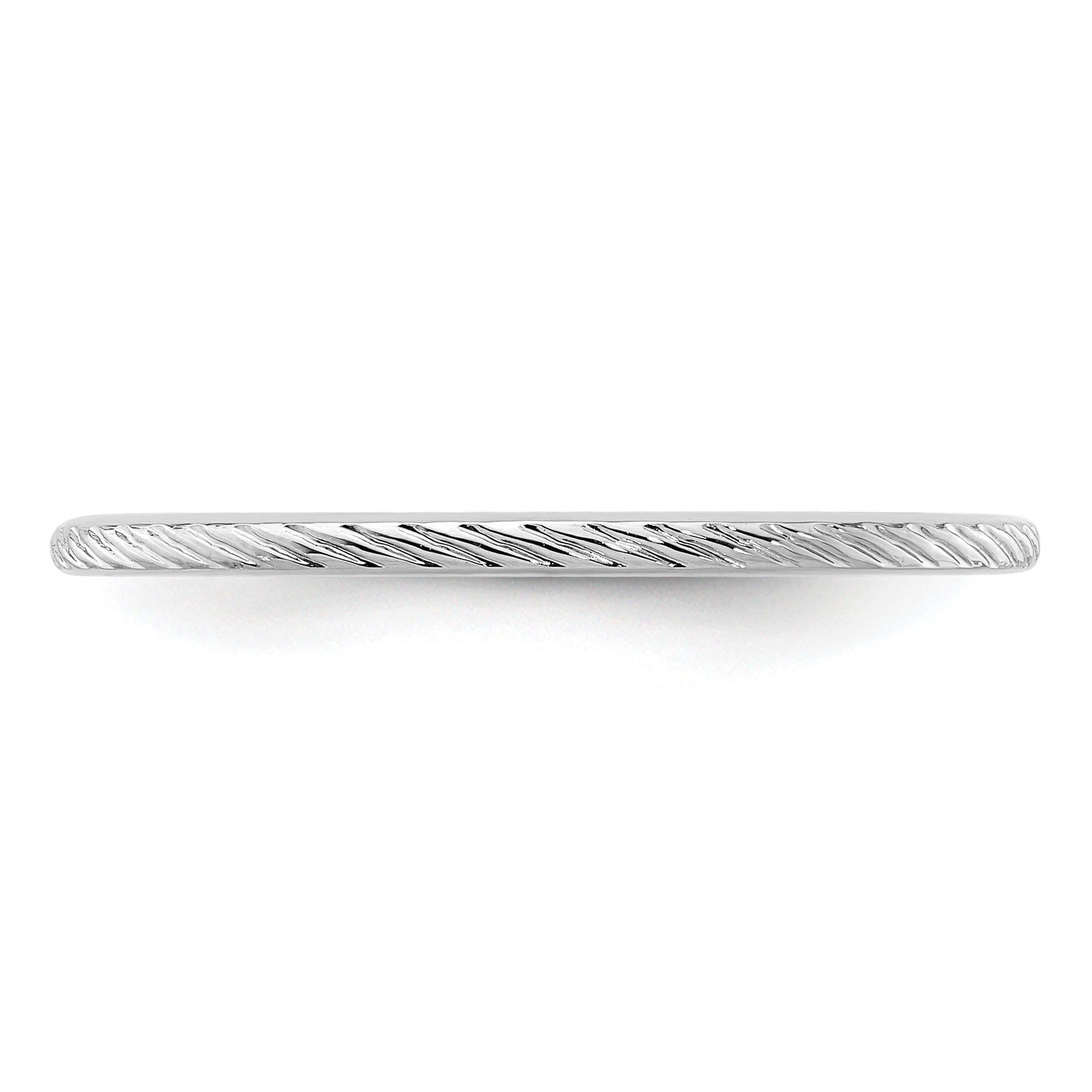14K White Gold 1.2mm Twisted Wire Pattern Stackable Band Size 4