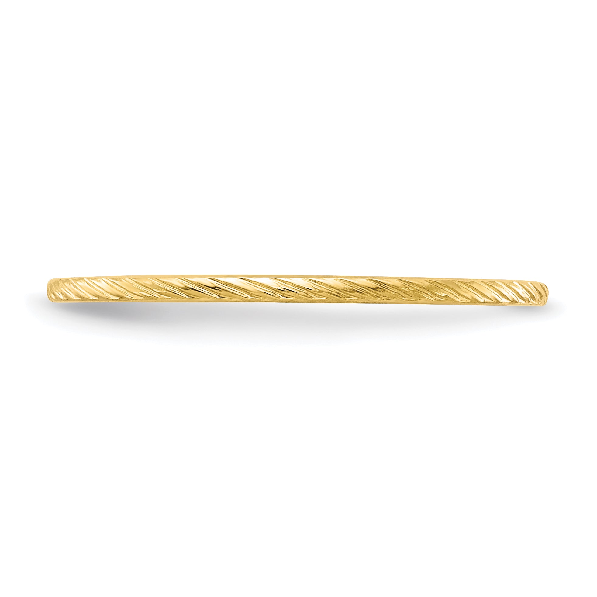 14K Yellow Gold 1.2mm Twisted Wire Pattern Stackable Band Size 4