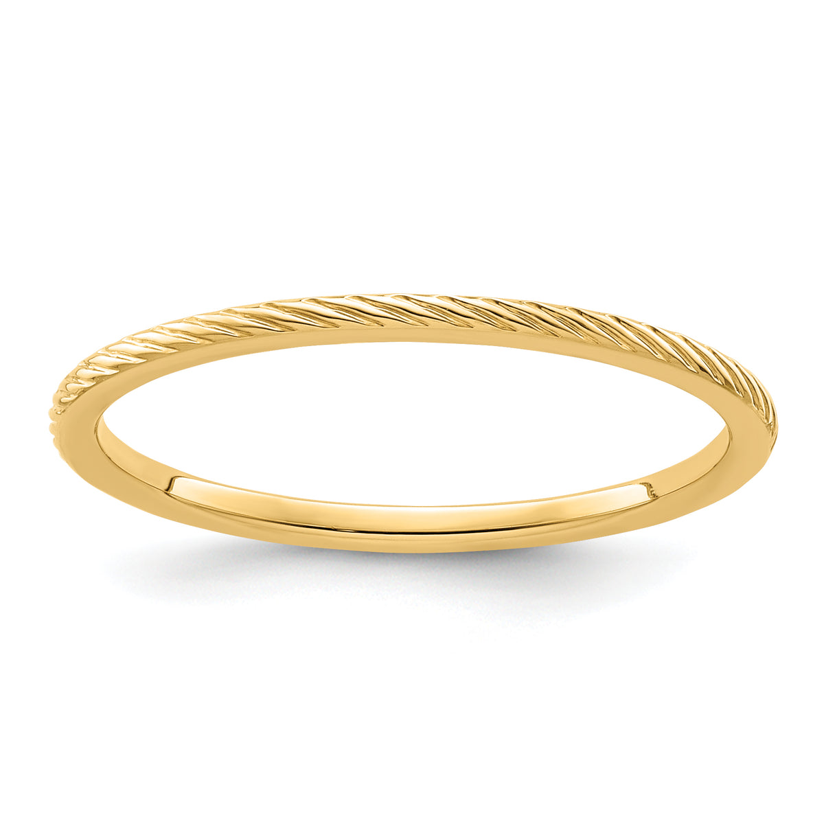 14K Yellow Gold 1.2mm Twisted Wire Pattern Stackable Band Size 10