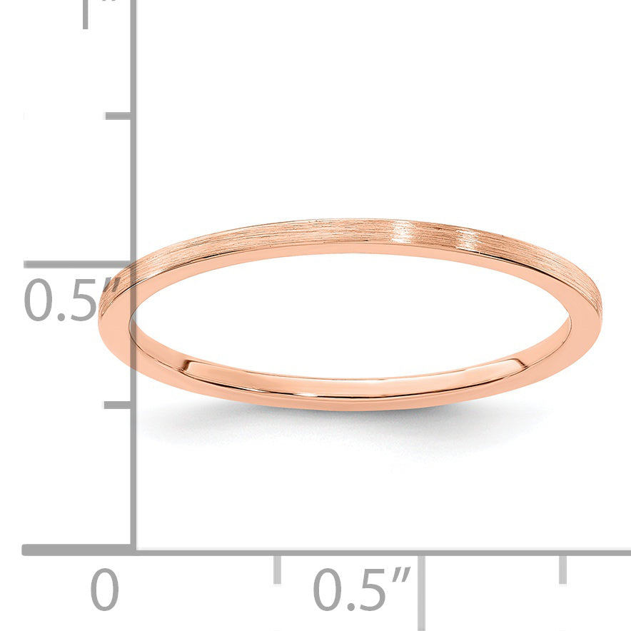 14K Rose Gold 1.2mm Flat Satin Stackable Band Size 4