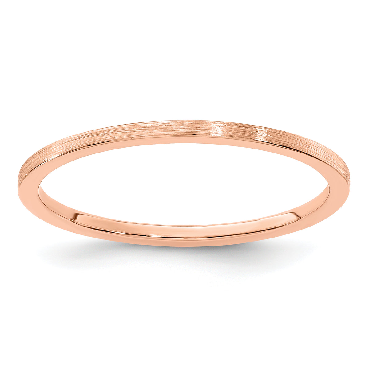 14K Rose Gold 1.2mm Flat Satin Stackable Band Size 10