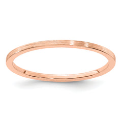 14K Rose Gold 1.2mm Flat Satin Stackable Band Size 10