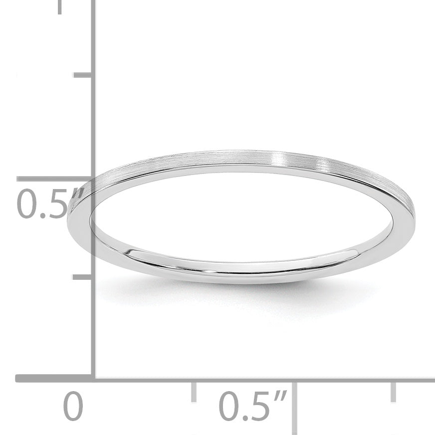 14K White Gold 1.2mm Flat Satin Stackable Band Size 4