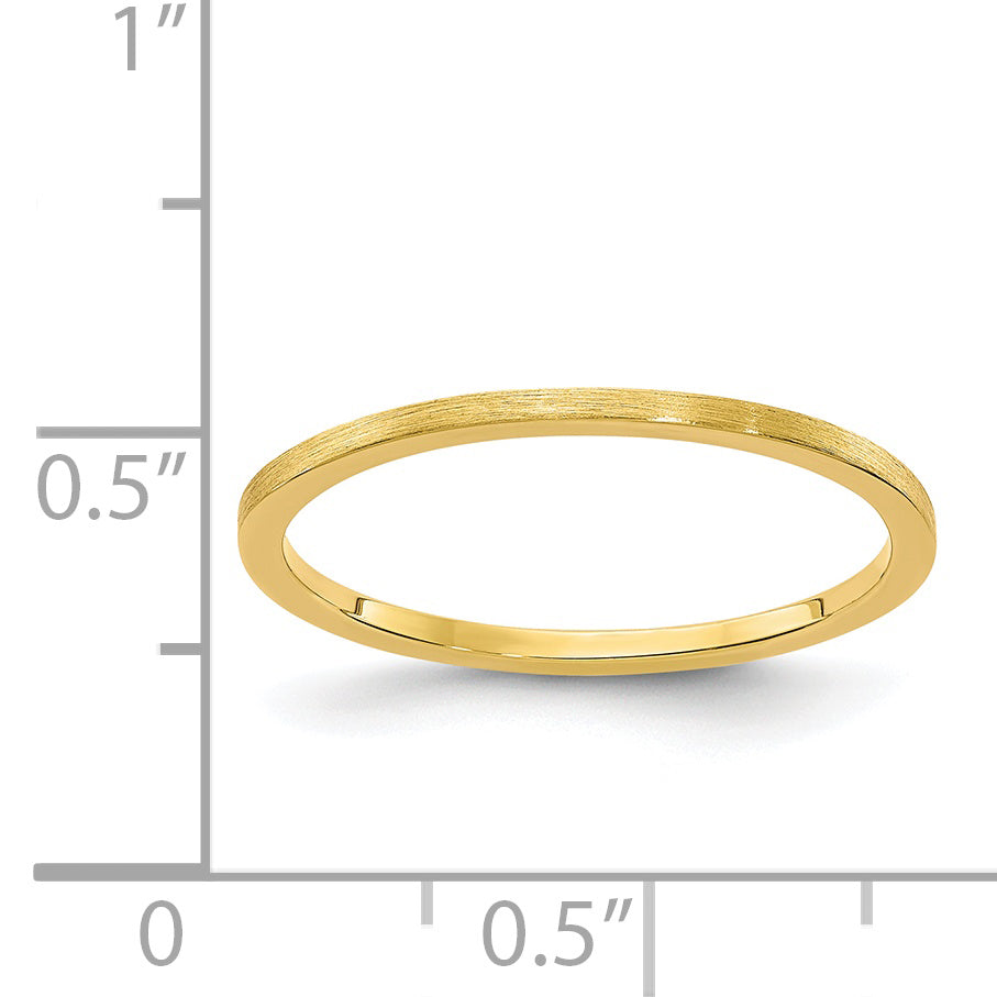 14K Yellow Gold 1.2mm Flat Satin Stackable Band Size 4