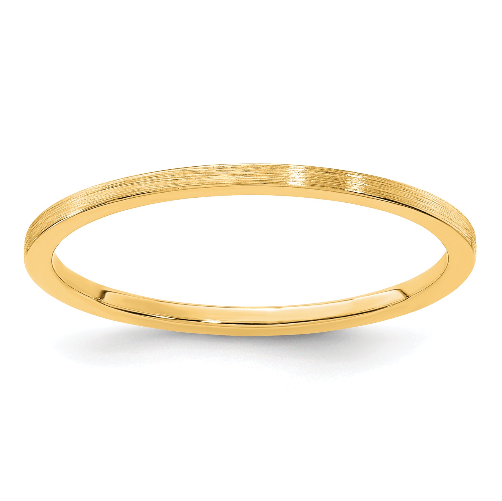 14K Yellow Gold 1.2mm Flat Satin Stackable Band Size 10