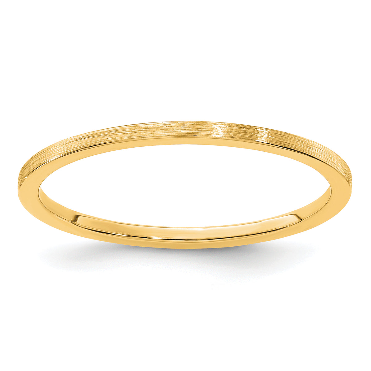 14K Yellow Gold 1.2mm Flat Satin Stackable Band Size 10