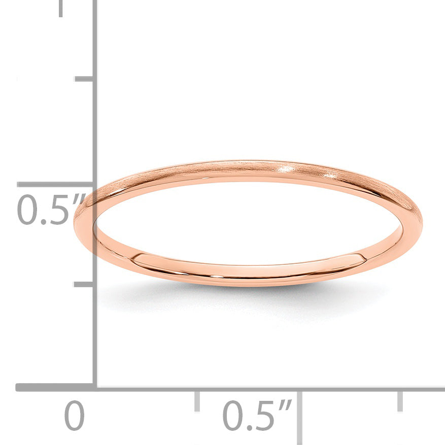 14K Rose Gold 1.2mm Half Round Satin Stackable Band Size 4