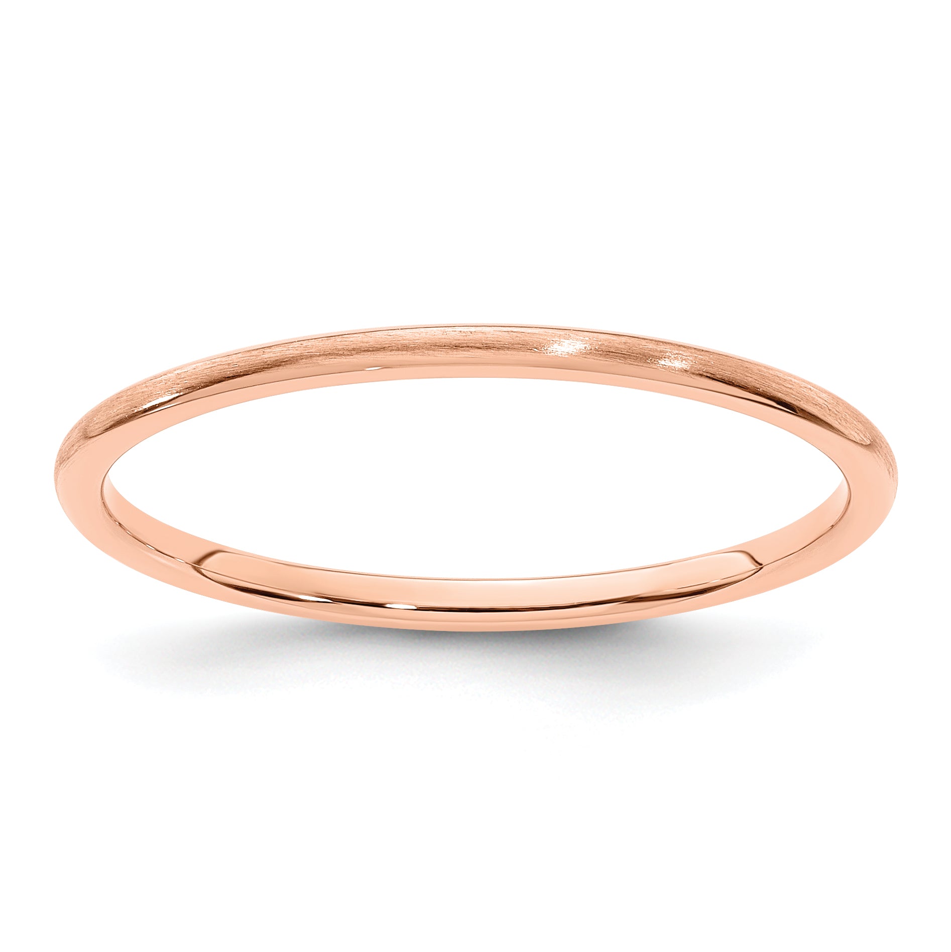14K Rose Gold 1.2mm Half Round Satin Stackable Band Size 10