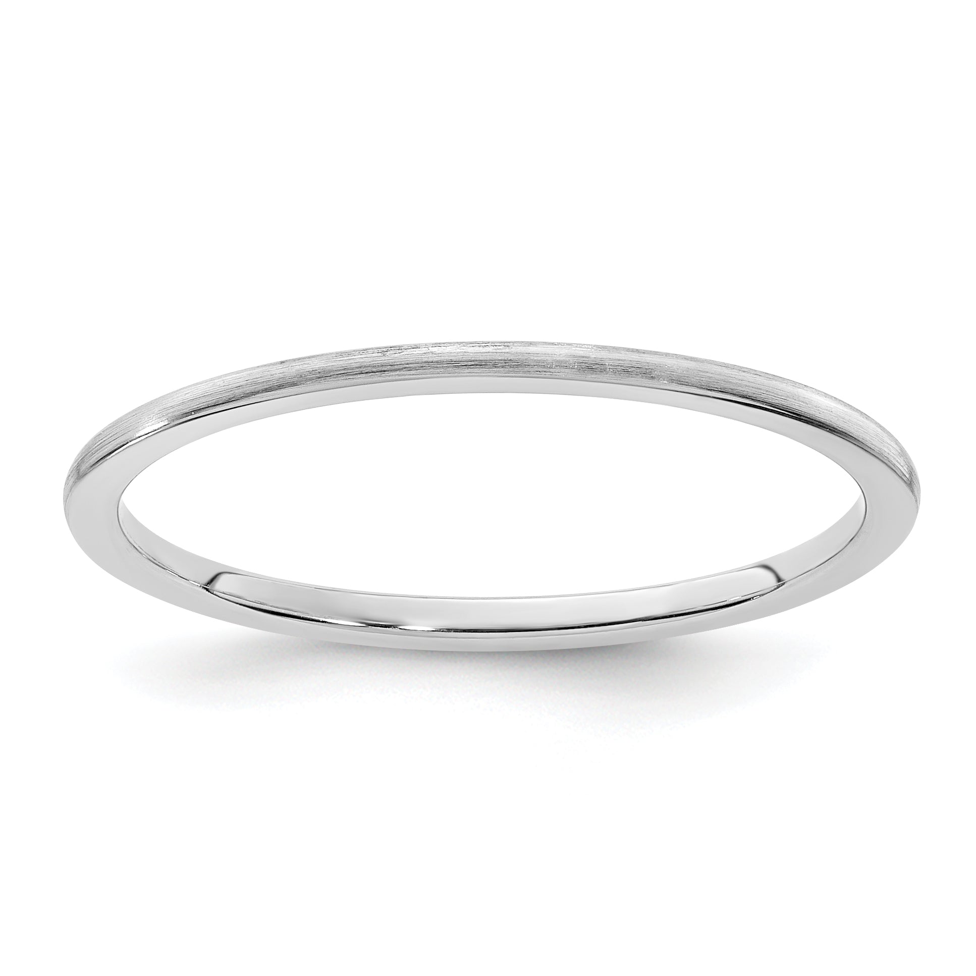 14K White Gold 1.2mm Half Round Satin Stackable Band Size 10