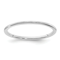 14K White Gold 1.2mm Half Round Satin Stackable Band Size 10