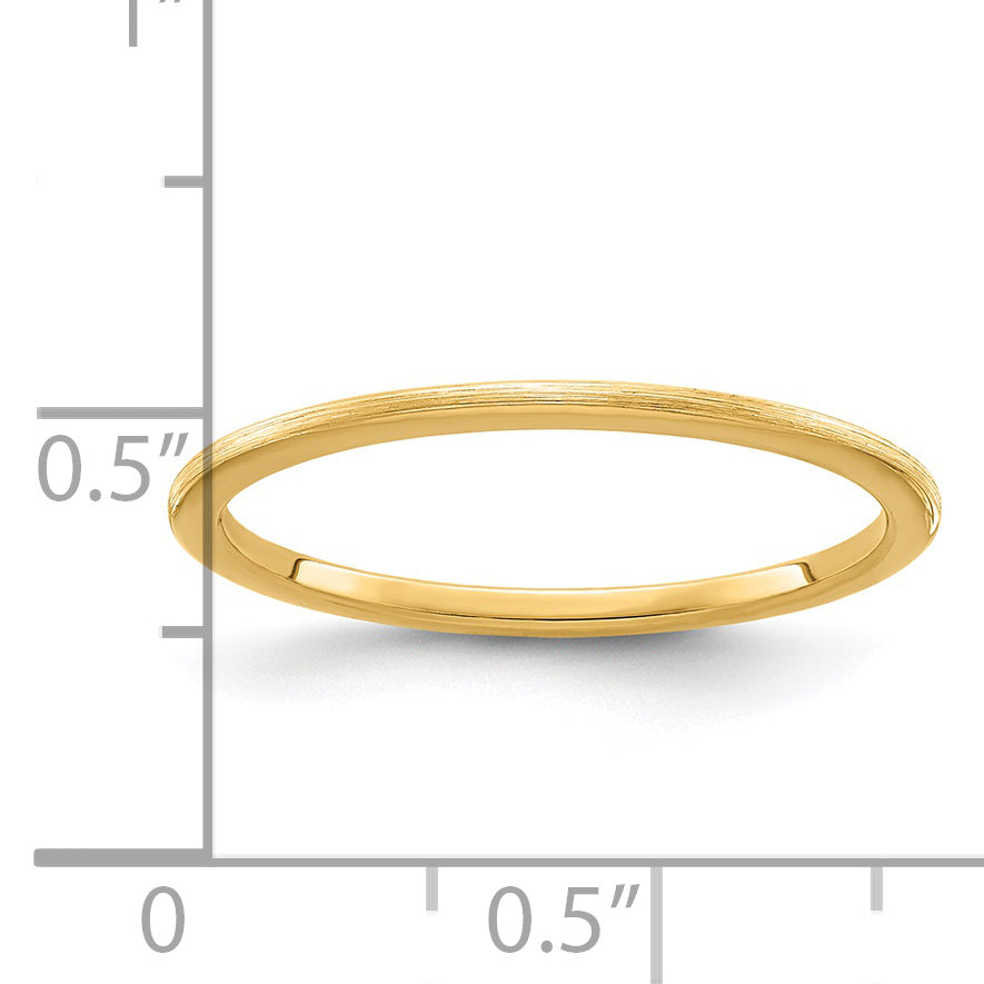 14K Yellow Gold 1.2mm Half Round Satin Stackable Band Size 4