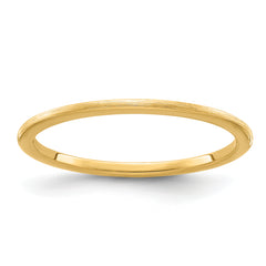 14K Yellow Gold 1.2mm Half Round Satin Stackable Band Size 10