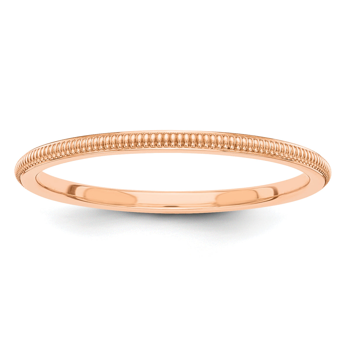 14k Rose Gold 1.5mm Milgrain Stackable Band Size 8