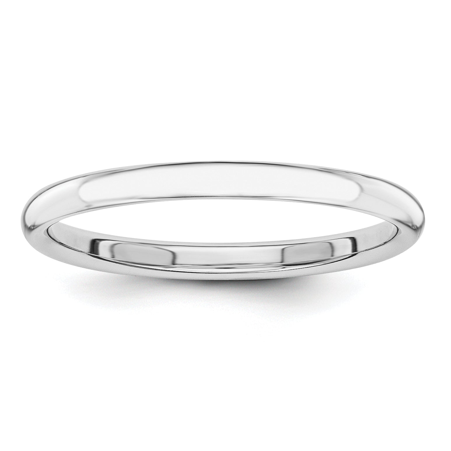14k White Gold Polished 2mm Stackable Band Size 8