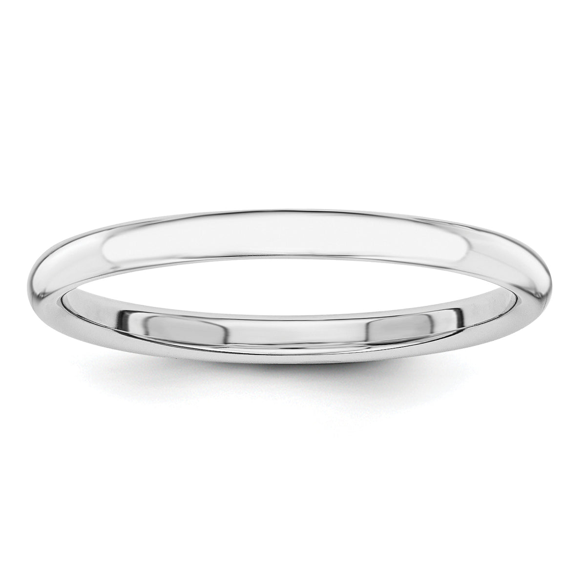 14k White Gold Polished 2mm Stackable Band Size 8