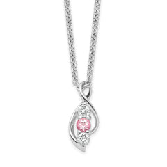 Survivor Collection 10K White Gold Rhodium-plated Clear and Pink Swarovski Topaz Legacy with 2in ext Necklace