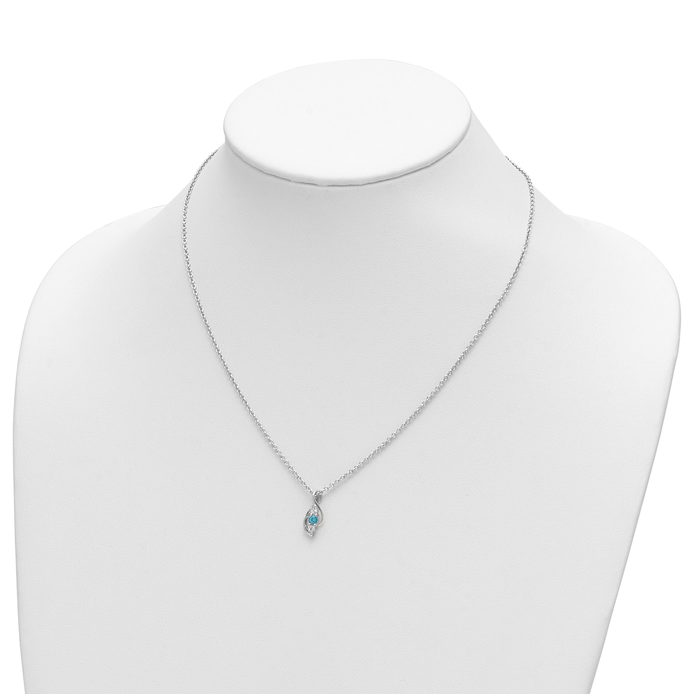 Survivor Collection Sterling Silver Rhodium-plated Clear and Blue Swarovski Topaz Legacy Necklace